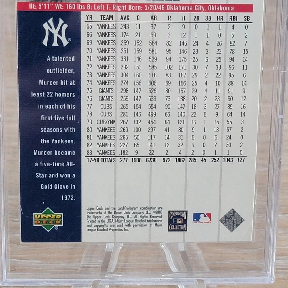 2000 Upper Deck Yankees Legends Bobby Murcer Signed Auto Card 29 New York